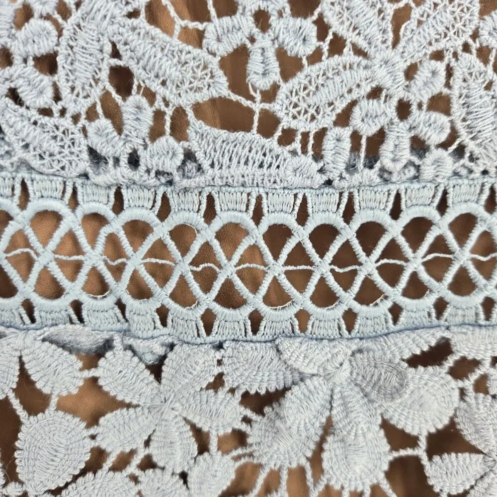 NWT $195 Michael Kors Womens Size 4 Blue Floral Lace Lined Midi Skirt Spring - Picture 8 of 10